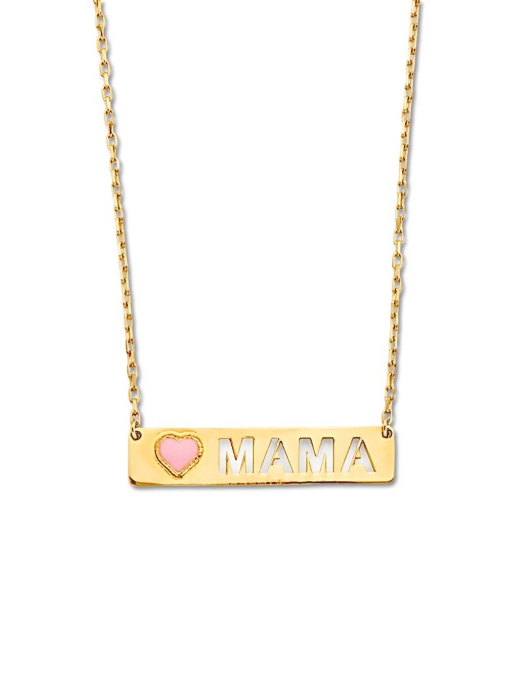14K Gold Mama Plate Necklace | Dainty Rectangular Pendant By Tehrani Jewelry